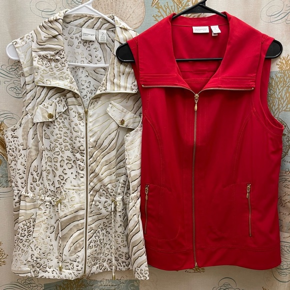 Zenergy by Chico's Jackets & Blazers - Zenergy By Chicos Women’s Two Vests  Lot Bundle Red Animal Print EUC Med 1/2